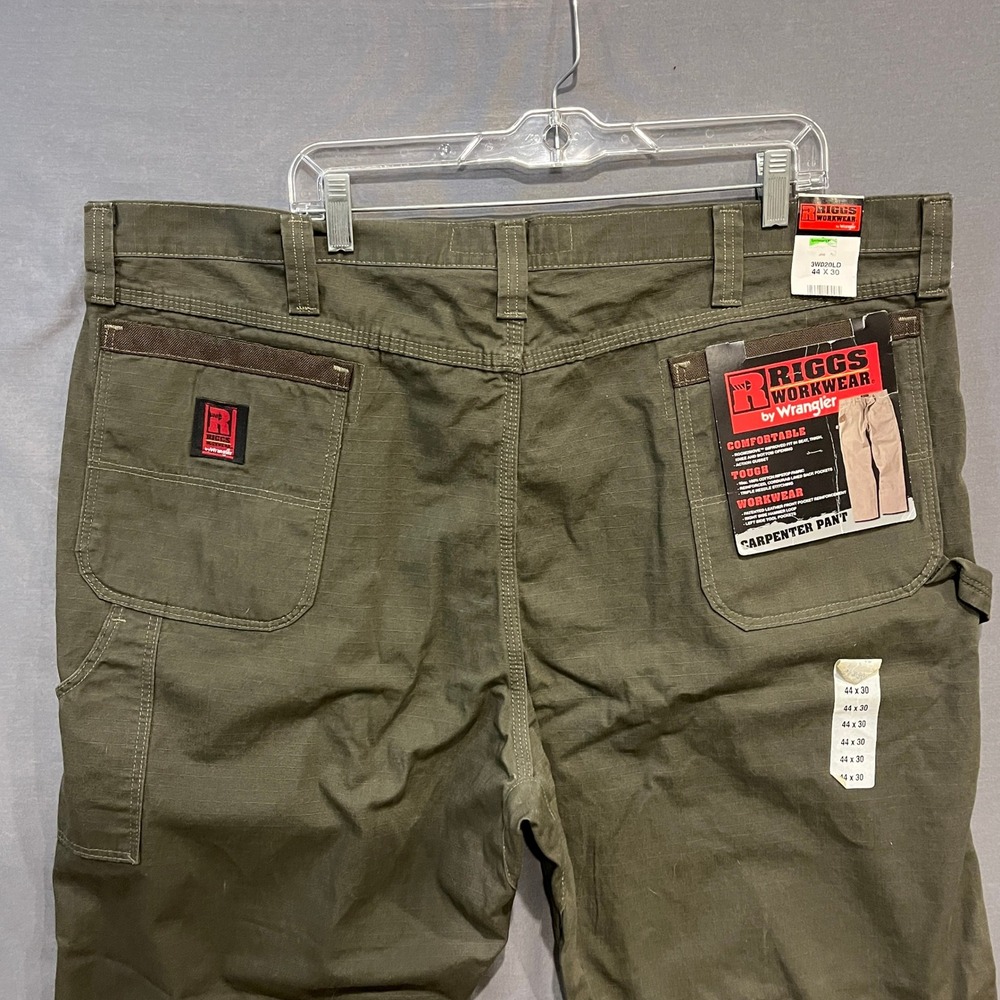 Wrangler Riggs Workwear Pants Mens 44x30 Green Ripstop Carpenter Utility 3W020LD - Picture 3 of 9